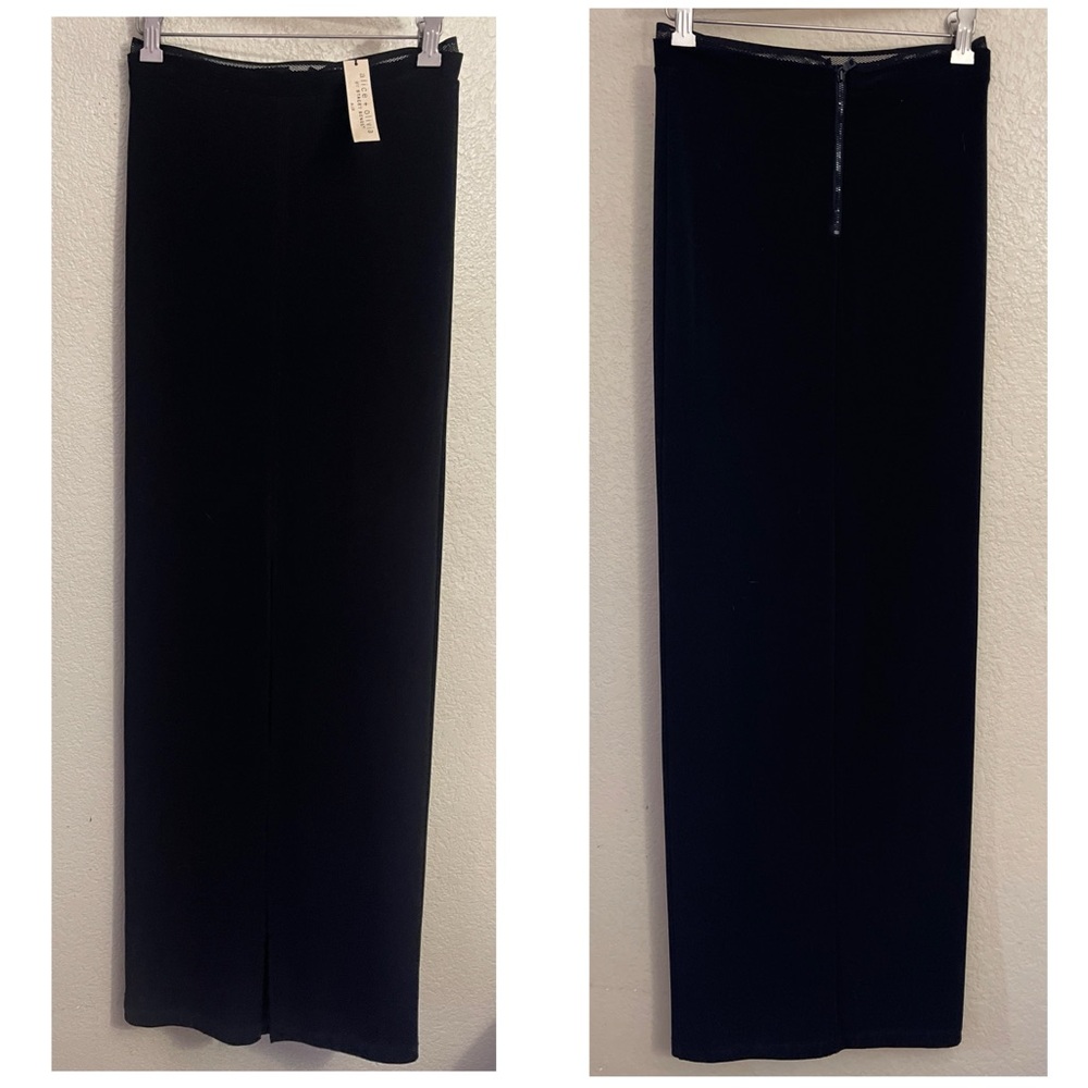 NWT alice + olivia Skirt Air Maxi Black Front Slit Seam 44" Long • Size 4